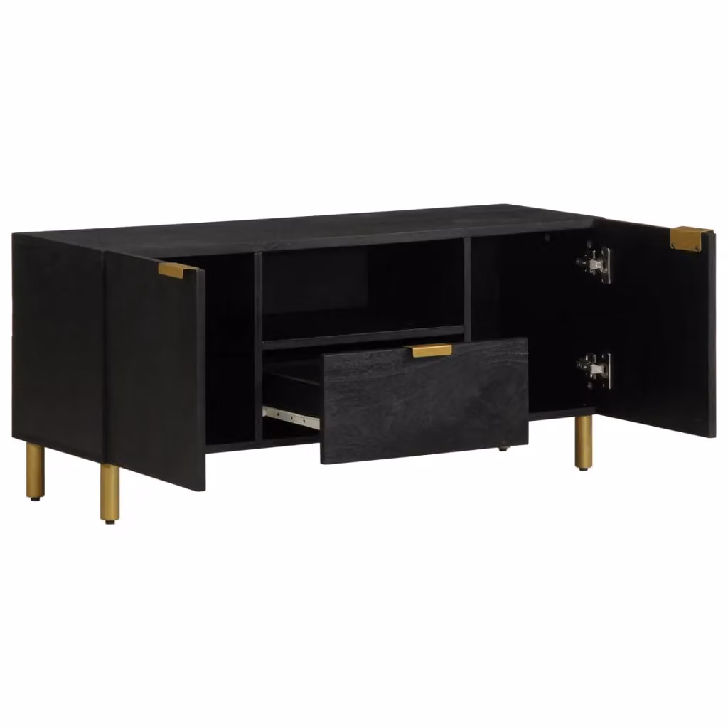 Berkfield Home Industrial Black TV Cabinet in Engineered Wood, W/D/H: 105 x 33 x 46 cm – 2