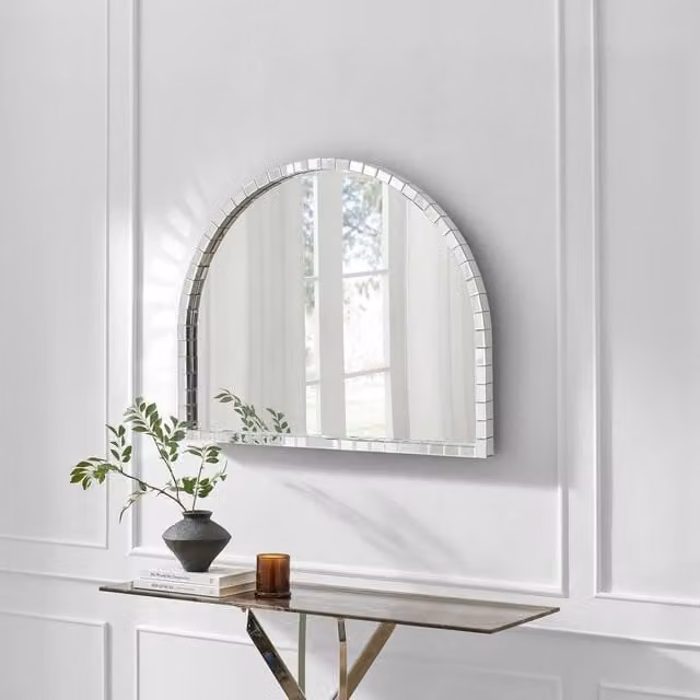 FurnitureboxUK Disco Large Glam Arch Wall Mirror in Clear