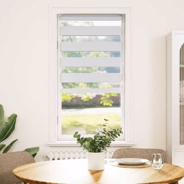 Berkfield Home White Zebra Day and Night Blind made from Polyester, W: 60 cm, H: 150 cm