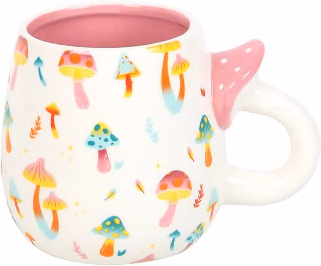 Funky Fungi Mushroom Handle Ceramic Mug, 500 ml, Multicolour
