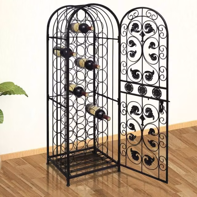 Berkfield Home Classic Metal Wine Rack for 45 Bottles in Matt Black – 1