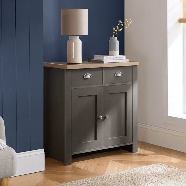 Birlea Highgate 2 Door 2 Drawer Sideboard in Grey Oak Wood