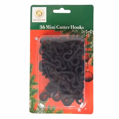 SHATCHI 36-Piece Black S-Shape Mini Gutter Hooks, Reusable Plastic Christmas Light Hangers for Outdoor Seasonal Fairy Lights – 5