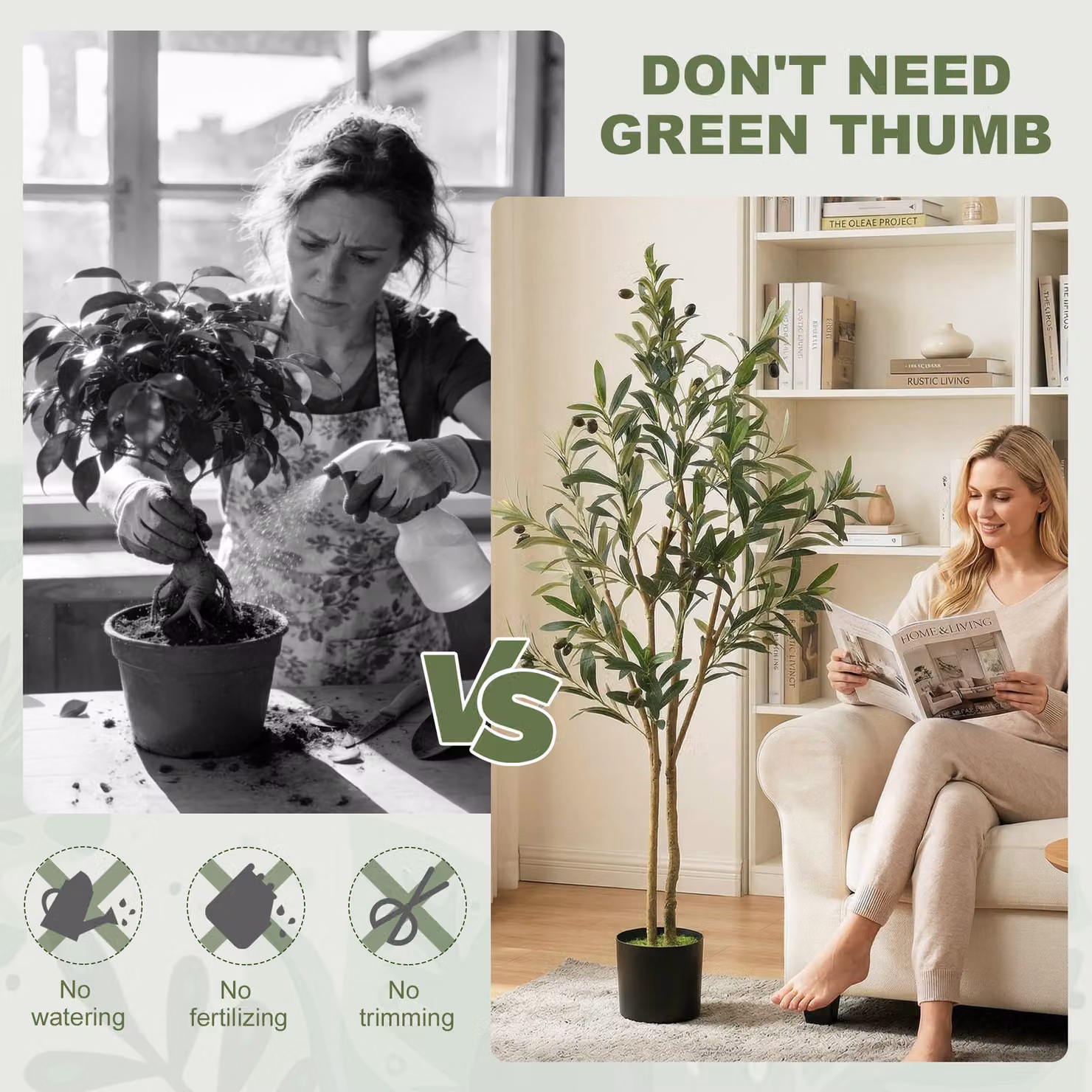 HOMCOM Green Mediterranean Silk Olive Tree with 303 Leaves in a Concrete Pot, Height: 120 cm – 4