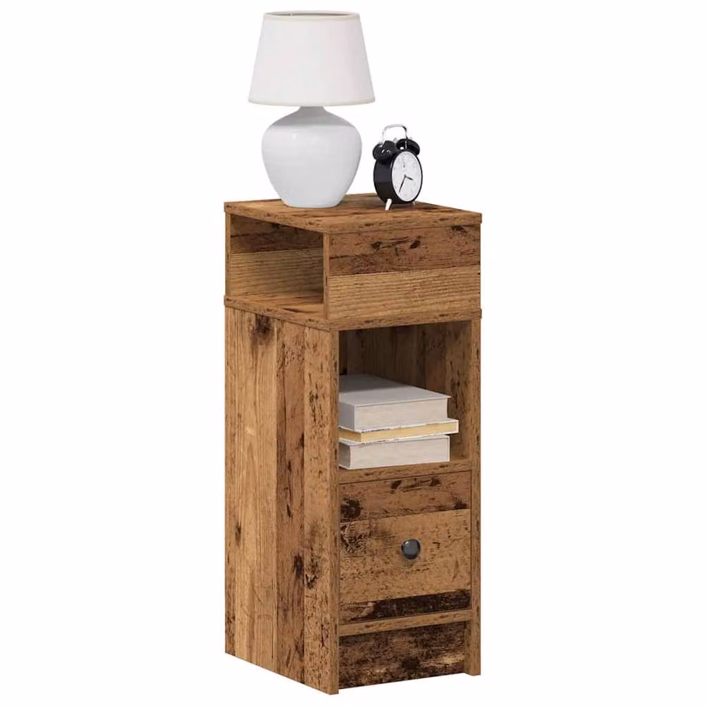 Berkfield Home Bedside Cabinet with Drawer in Brown Old Wood, W/D/H: 25 x 31 x 66 cm – 2