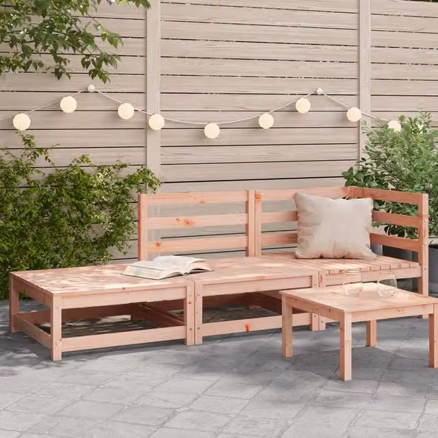 Berkfield Home 2-Seater Douglas Solid Wood Garden Sofa with Matching Footstool in Brown – 1