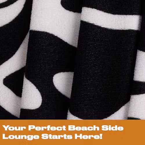 OHS Black and White Swirl Microfibre Quick-Drying Beach Towel, W/H: 71 x 152 cm – 4