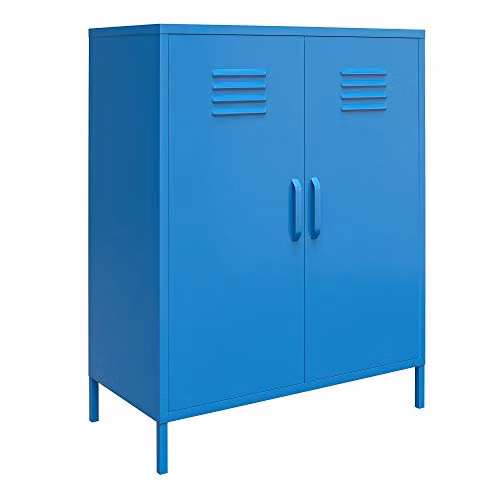 DHP Furniture Cache Metal Locker Storage Cabinet with 2 Hinged Doors, Blue, W/D/H: 40.01 x 19.7 x 80.01 cm