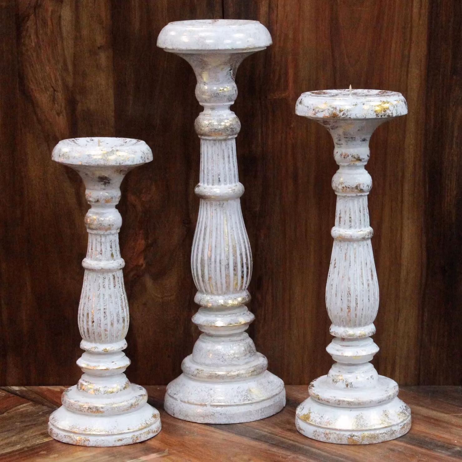 KDMD Modern Large Taper Candle Stand in White and Gold – 2