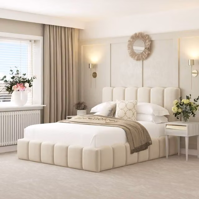 Bed Choices Mayfair Upholstered Bubble Bed Frame in Beige, Size: 180 x 200 cm