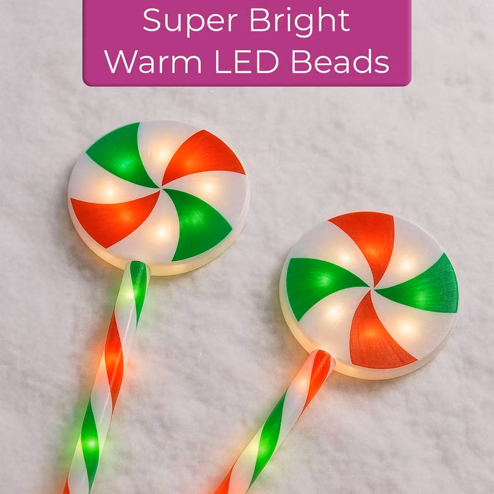 Neo Solar Powered Candy Cane Lolly Lollipop Christmas Decorations with Remote, Red, White and Multicolour, Pack of 6, Height: 50 cm – 4
