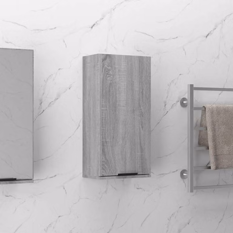 Berkfield Home Wall-mounted Bathroom Cabinet in Grey Sonoma, W/D/H: 32 x 20 x 67 cm