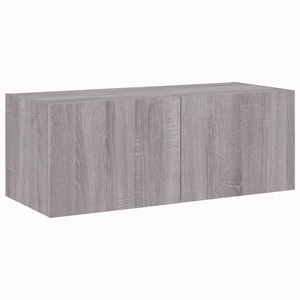 Berkfield Home Modern Wall-Mounted TV Cabinet with Integrated LED Lights in Grey Sonoma, W: 80 cm, D: 35 cm, H: 31 cm – 5