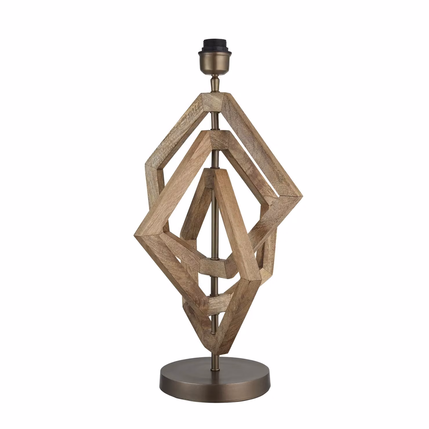 Industville Wooden Geometric Polygon Table Lamp in Brown