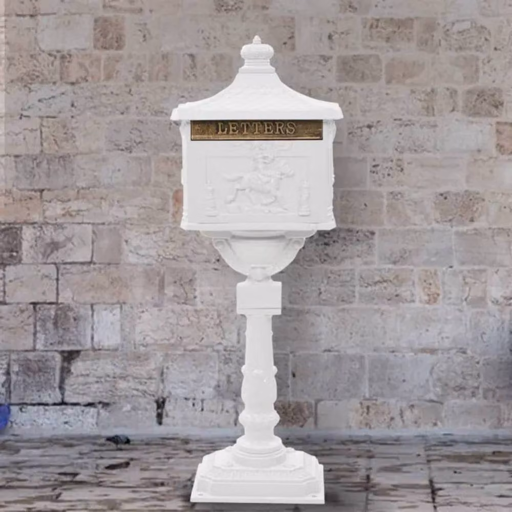 Berkfield Home White Aluminium Vintage Style Rustproof Pedestal Letterbox – 2