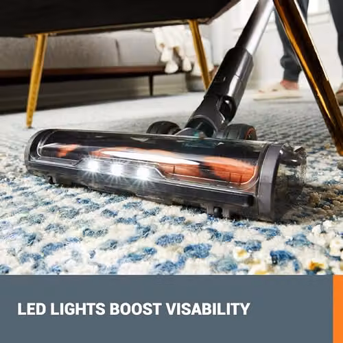 WORX WX038 20V PowerShare Cordless Bagless Stick Vacuum Cleaner in Silver with LED Headlight and Spare Battery – 5