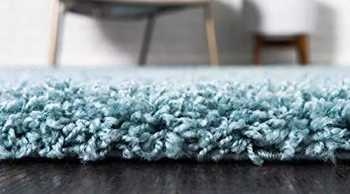 Bravich LTD Round Blue Shaggy Rug, 120 cm Diameter, 5 cm Pile Height, Washable and Underfloor Heating Suitable – 3
