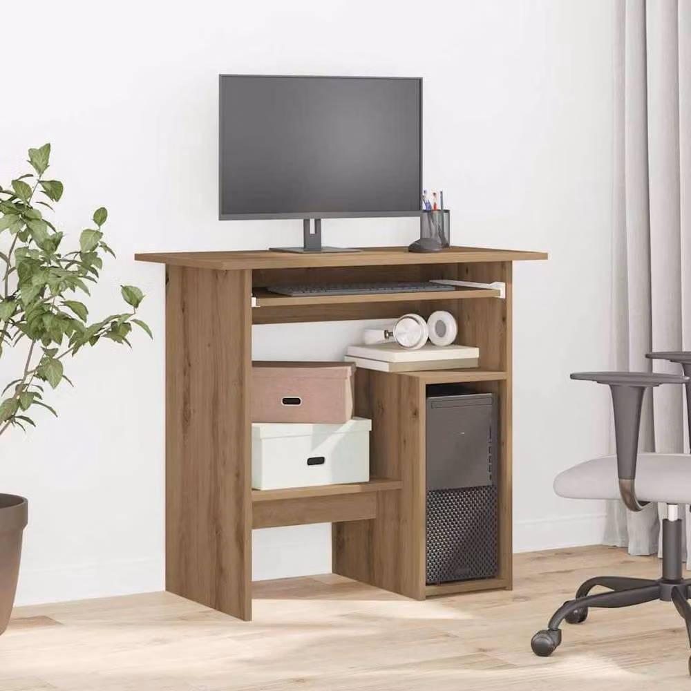 Berkfield Artisan Oak Writing Desk in Brown, W/D/H: 80 x 45 x 74 cm – 2