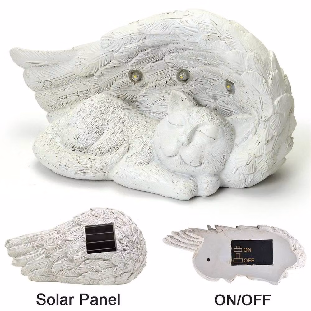 NESTLUNE Solar LED Lit Pet Cat Memorial Light in Grey – 2