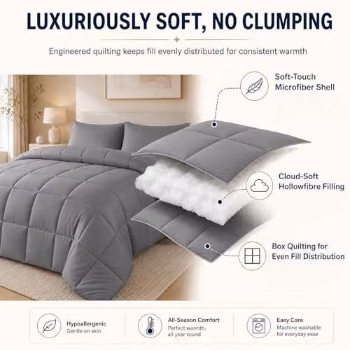 Lazzaro Home Pack of 4 Double Hollow Fibre Duvets, 10.5 Tog, W/D/H: 200 x 200 cm – 3