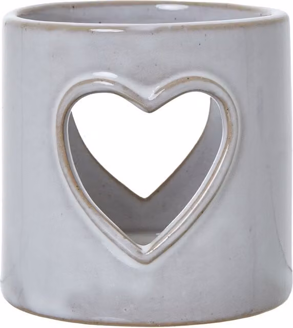 KDMK Minimalist White Ceramic Heart Cut-Out Tealight Holder