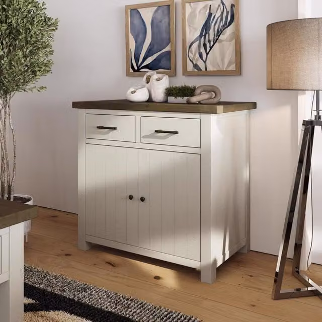 FWStyle Solid Reclaimed Pine Sideboard in Truffle Finish, Width: 98 cm