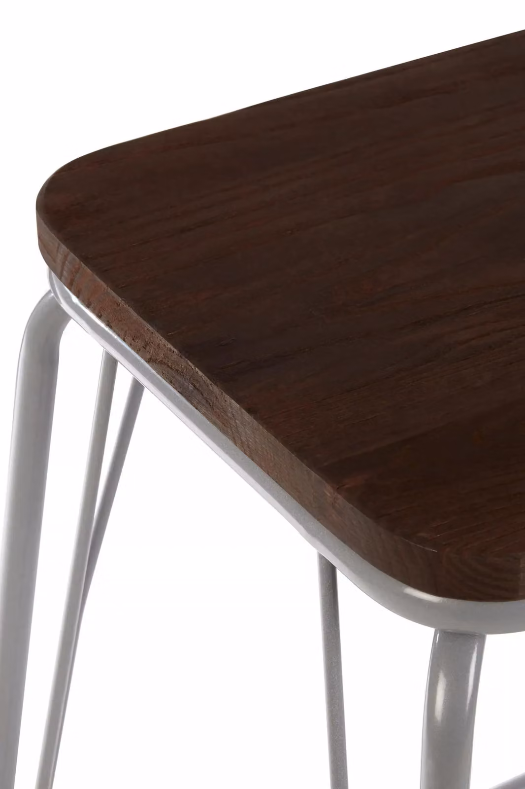 Orsina Industrial Metal and Elm Wood Stool in Grey and Brown, W/D/H: 42 x 42 x 62 cm – 2
