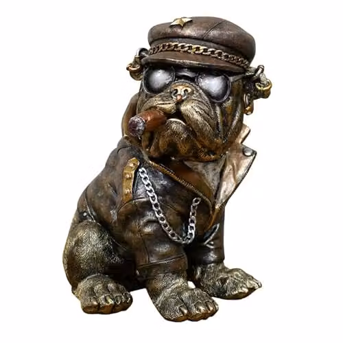 Gifts Direct 2 U Bulldog Ornament Statue with Cigar, Jacket and Sunglasses in Bronze and Gold – 5