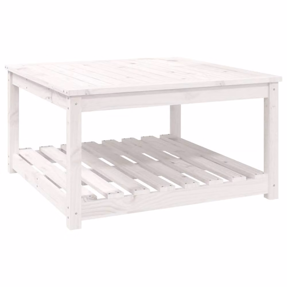 Berkfield Home Square Garden Table in White Solid Pine, W/D/H: 82.5 x 82.5 x 45 cm – 3
