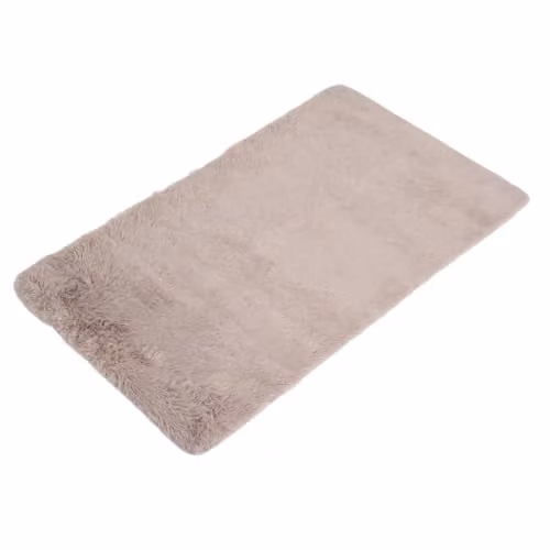 OHS Plain Shaggy Fluffy Rug in Beige, W/D: 80 x 150 cm