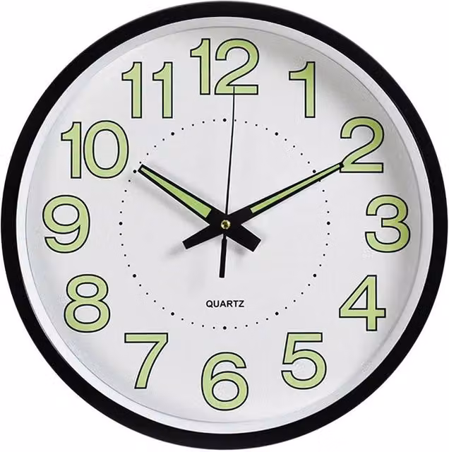 FLAVORA Black Luminous Silent Analog Wall Clock with Night Light, W/D/H: 100 x 100 x 30 cm – 1