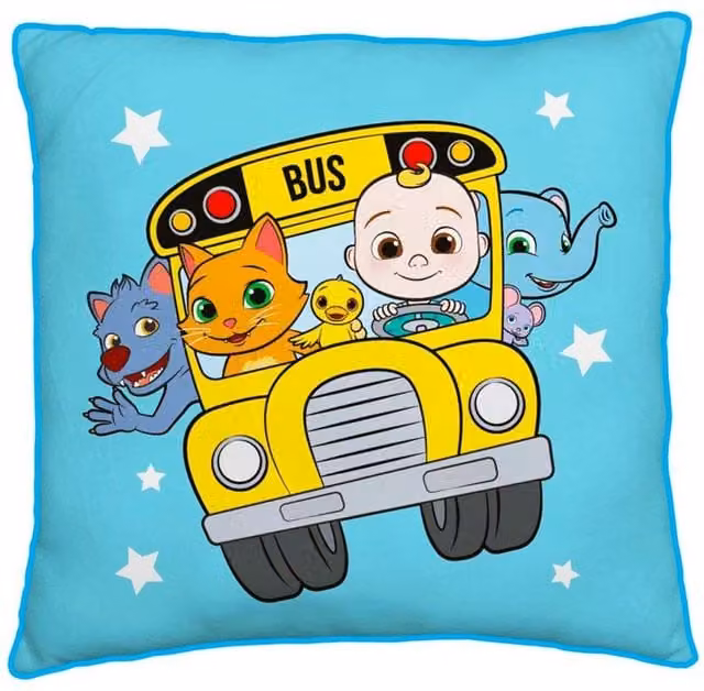 Cocomelon Friends Square Filled Cushion in Blue, Yellow and White