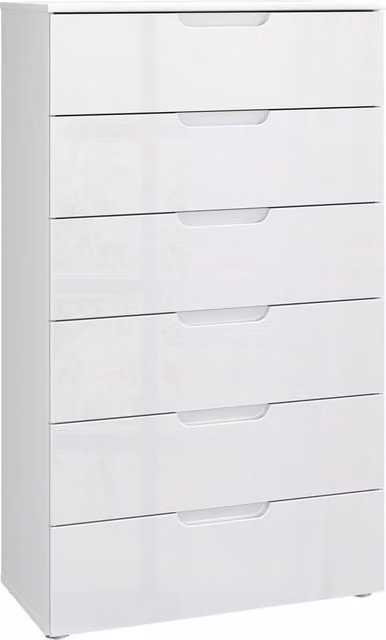 Furniture To Go Sienna Modern Glossy 6 Drawer Chest in White