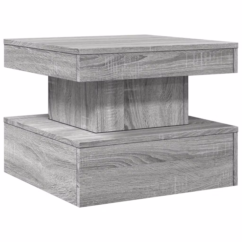 Berkfield Home Modern Square Coffee Table with LED Lights in Grey Sonoma, W/D/H: 50 x 50 x 40 cm – 3