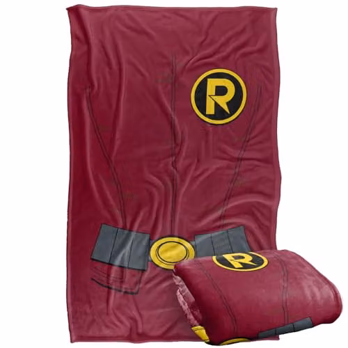 LOGOVISION Batman and Robin Uniform Super Soft Fleece Throw Blanket, Multicolour, W: 91.44 cm x L: 147 cm