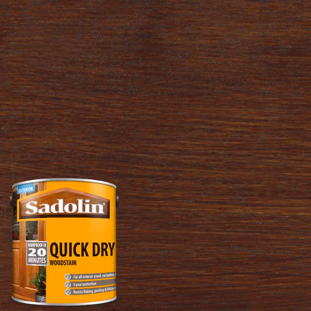 Sadolin QD Water-Based Weatherproof Woodstain in Walnut Brown, 1 l