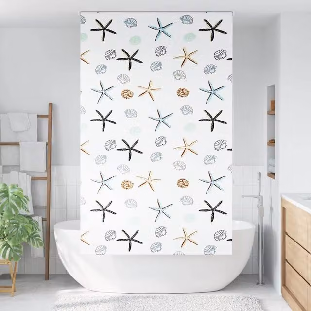Berkfield Home White Opaque Shower Roller Blind, W: 140 cm, H: 240 cm