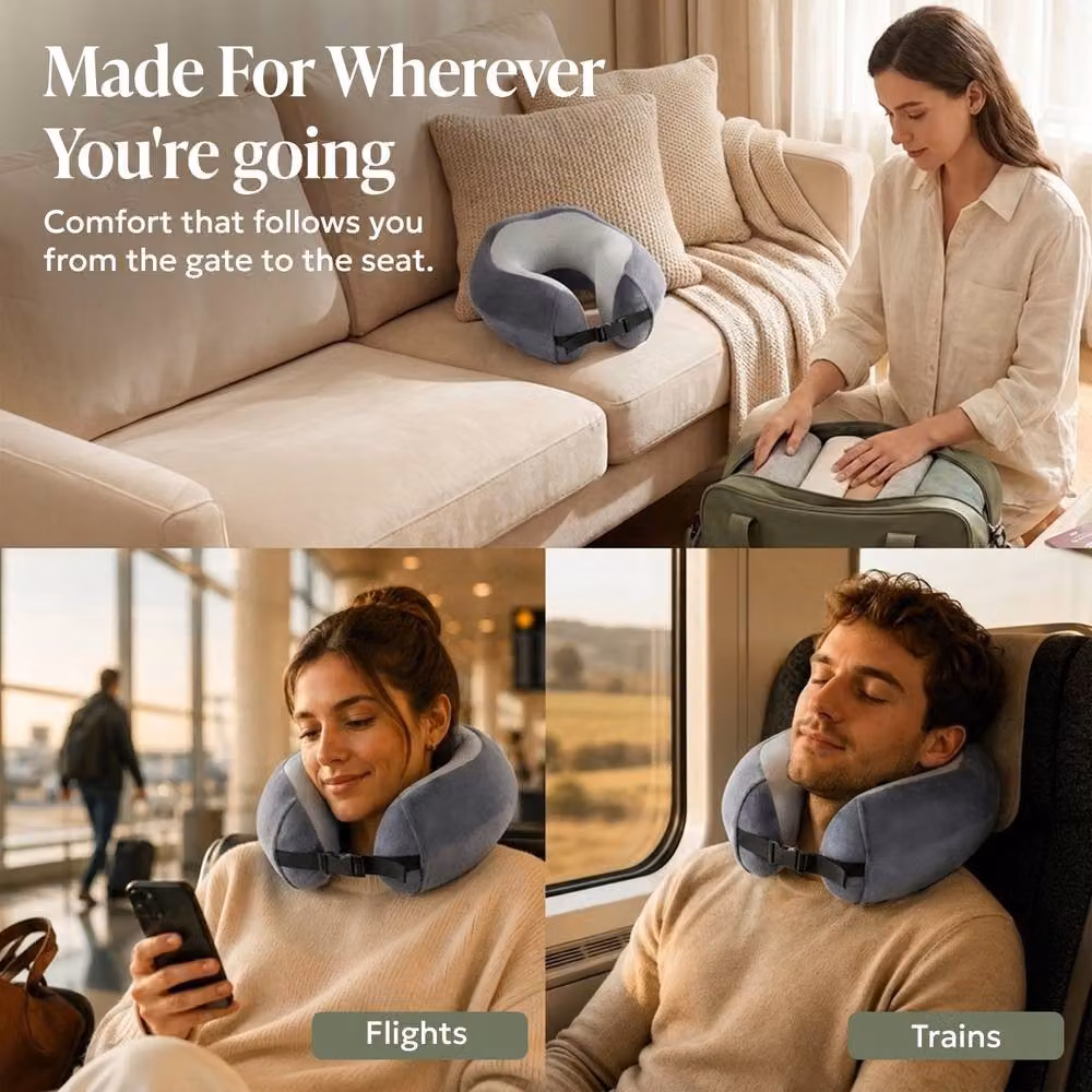 Lugg Memory Foam Travel Pillow with Storage Bag in Grey – 5