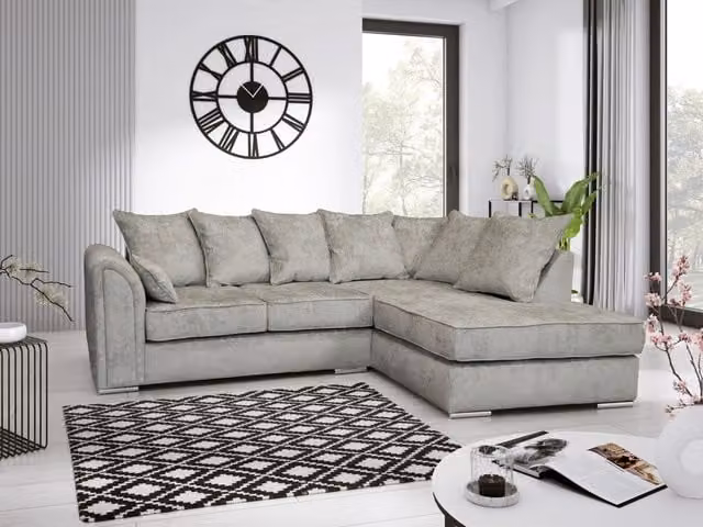 Snugg Furniture UK Limited Cardinal Right Hand Corner Sofa with Matching Ottoman in Silver Grey
