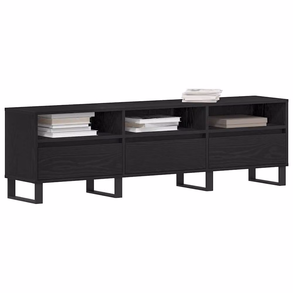 Berkfield Home Modern TV Cabinet in Black Oak, W: 150 cm, D: 44.5 cm, H: 44.5 cm – 2