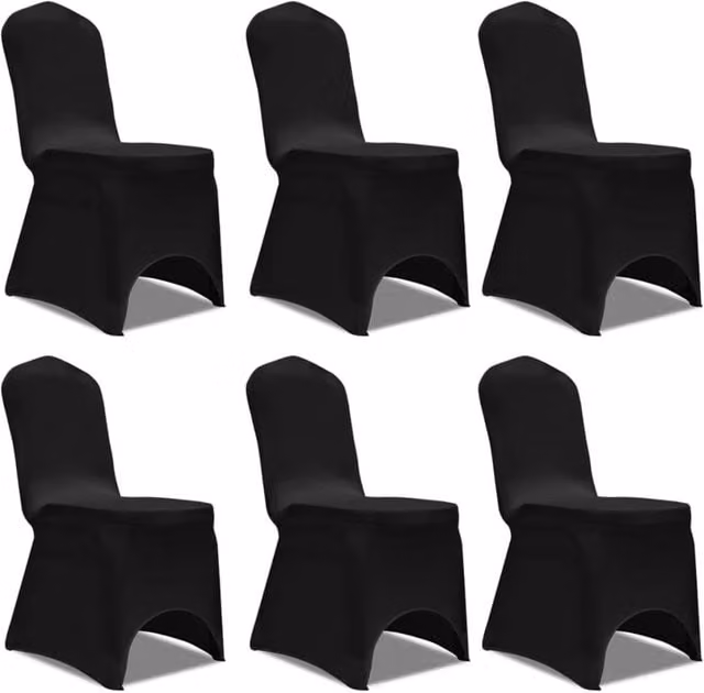Berkfield Home Black Stretch Elastic Dining Chair Covers, 12 Pack – 1