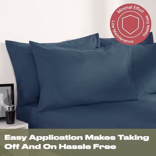 OHS Plain Microfibre Deep Fitted Bed Sheet, Blue, W/D/H: 137 x 190 x 30 cm – 4