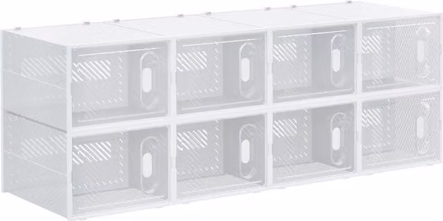 HOMCOM 8-Piece Stackable Plastic Shoe Storage Boxes in Transparent, W/D/H: 36 x 28 x 21 cm – 1