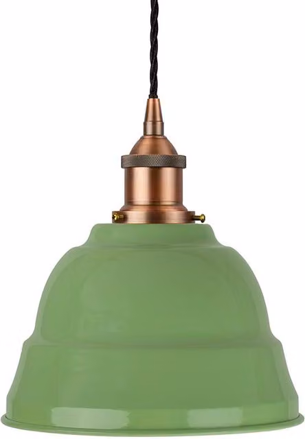 SE Home Lincoln Pendant Light in Mint Green with Matt Antique Copper and Black Twisted Details