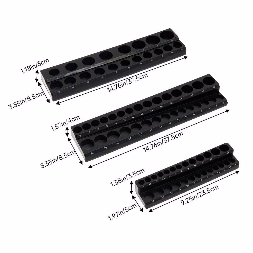 EONLION 3-Piece Black Plastic Socket Organizer Storage Holder Set, Width: 50 cm – 2