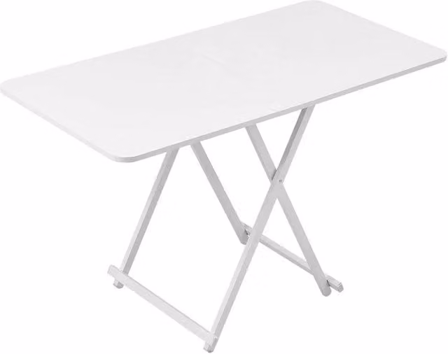 KORVIXA White Folding Portable Square Dining Camping Picnic Table W/D/H: 100 x 100 x 74 cm