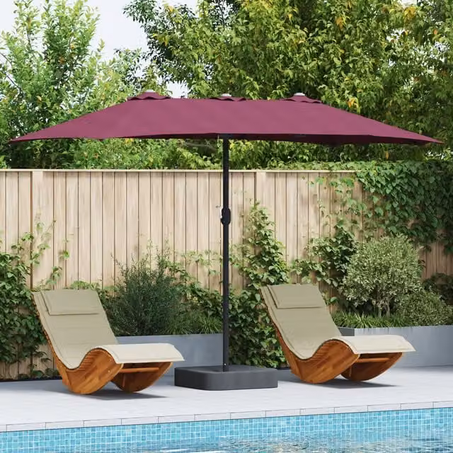 Berkfield Home Cantilever Garden Parasol in Red with Polyester Fabric and Steel Frame, W/D/H: 385 x 209 x 244 cm