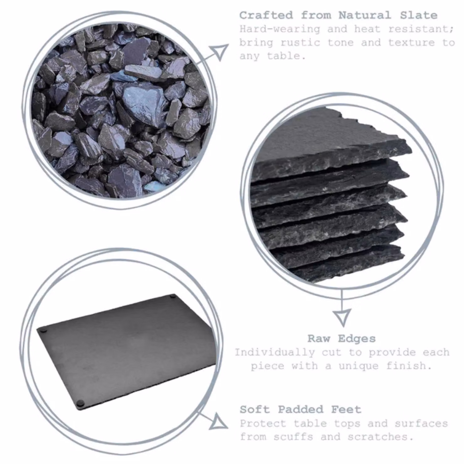 Van Gogh Rustic Slate Placemat and Coaster Set in Grey – 5