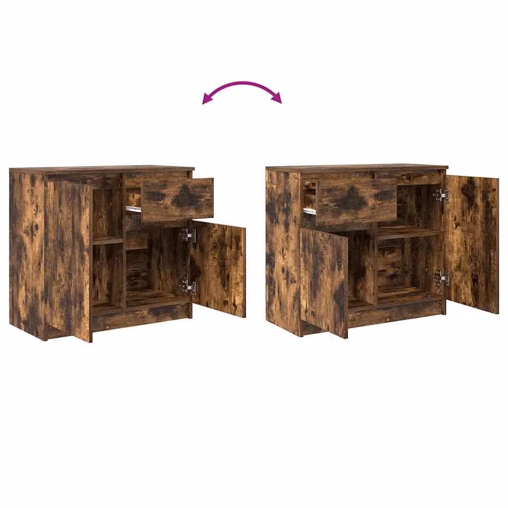 Berkfield Home Smoked Oak Sideboard with Drawer in Brown, W/D/H: 71 x 35 x 65 cm – 5