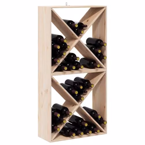 vidaXL Set of 2 Rustic Solid Pine Wood Wine Racks, Natural, W/D/H: 62 x 25 x 62 cm